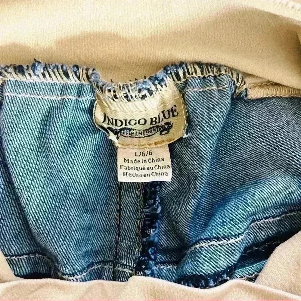 Indigo Blue Secret Fit Belly Flap Picket Stretch Western Maternity Crop Jeans L - Picture 15 of 16